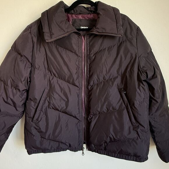 DKNY Women's Purple Plum Down Feather Puffer Winter Coat Fall Cold Weather Snow - Picture 6 of 16